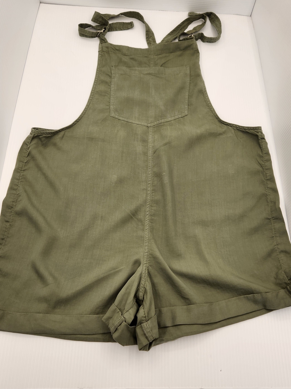 aerie Olive Green Tie-Shoulder Overall Shorts